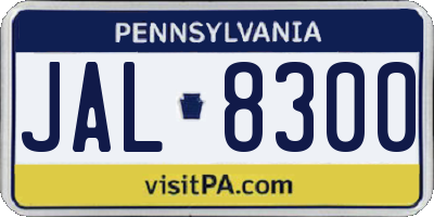 PA license plate JAL8300