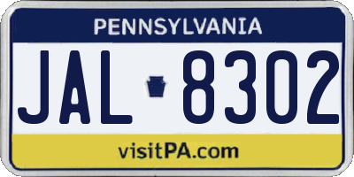 PA license plate JAL8302