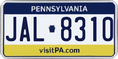 PA license plate JAL8310