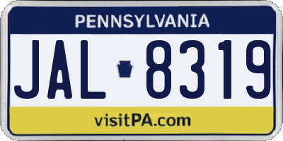 PA license plate JAL8319