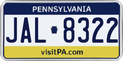 PA license plate JAL8322