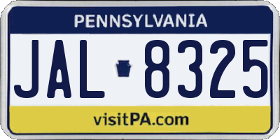 PA license plate JAL8325