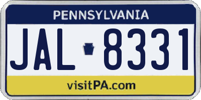 PA license plate JAL8331