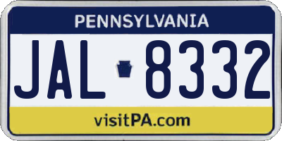 PA license plate JAL8332