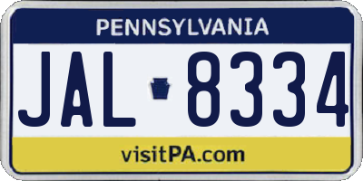 PA license plate JAL8334