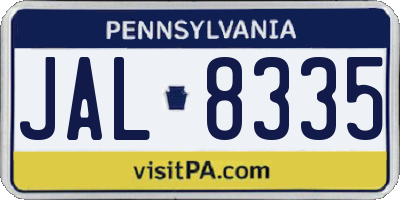 PA license plate JAL8335