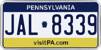 PA license plate JAL8339