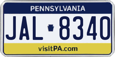 PA license plate JAL8340