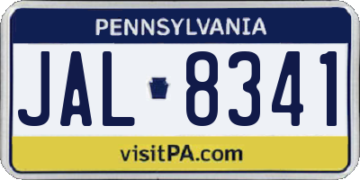 PA license plate JAL8341
