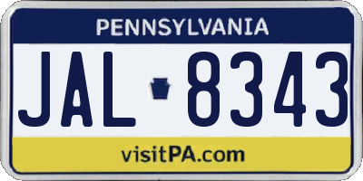 PA license plate JAL8343