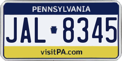 PA license plate JAL8345