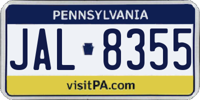 PA license plate JAL8355