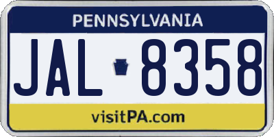 PA license plate JAL8358