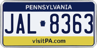 PA license plate JAL8363