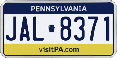 PA license plate JAL8371