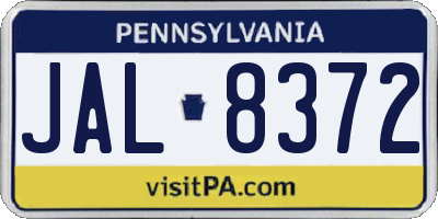 PA license plate JAL8372