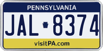 PA license plate JAL8374