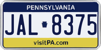 PA license plate JAL8375