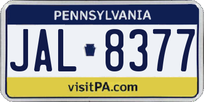 PA license plate JAL8377