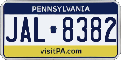 PA license plate JAL8382