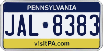 PA license plate JAL8383