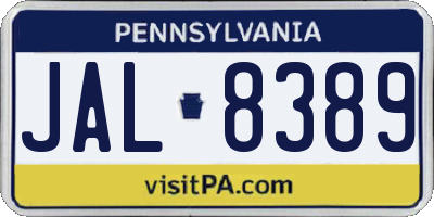 PA license plate JAL8389