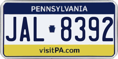 PA license plate JAL8392