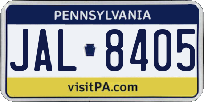 PA license plate JAL8405