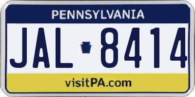 PA license plate JAL8414