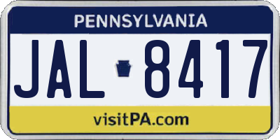 PA license plate JAL8417