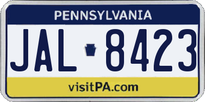 PA license plate JAL8423