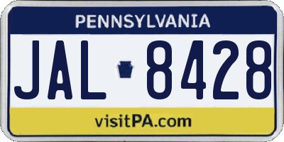 PA license plate JAL8428