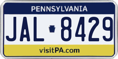 PA license plate JAL8429