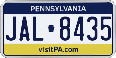 PA license plate JAL8435