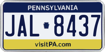 PA license plate JAL8437