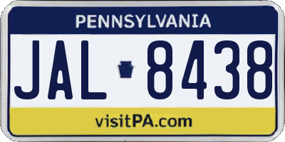 PA license plate JAL8438