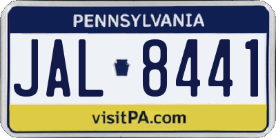 PA license plate JAL8441