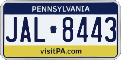 PA license plate JAL8443