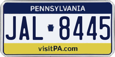 PA license plate JAL8445