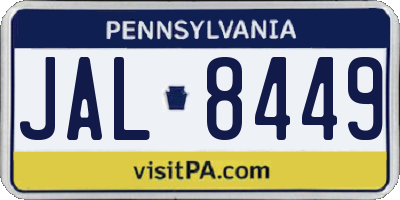 PA license plate JAL8449