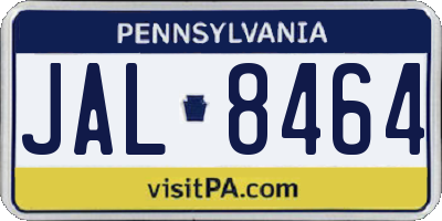 PA license plate JAL8464