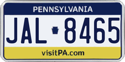 PA license plate JAL8465