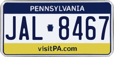 PA license plate JAL8467