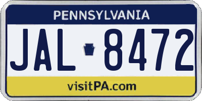 PA license plate JAL8472