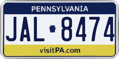 PA license plate JAL8474