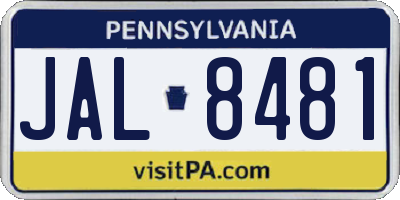 PA license plate JAL8481