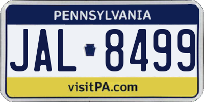 PA license plate JAL8499