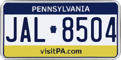 PA license plate JAL8504