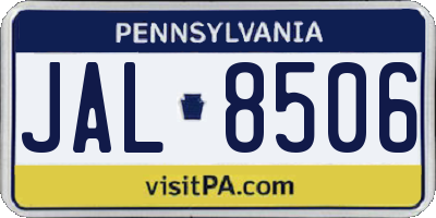 PA license plate JAL8506