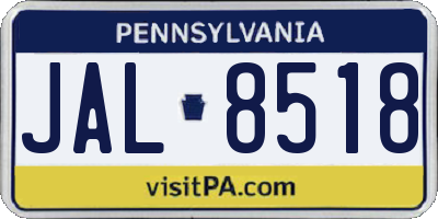 PA license plate JAL8518